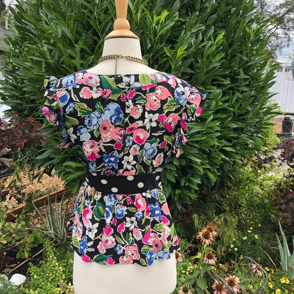 Anthropologie Odille silk Field of Fancy wrap blouse - Picture 5 of 5
